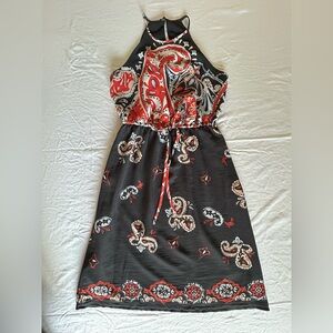 LOFT Dress - Navy and Red Paisley